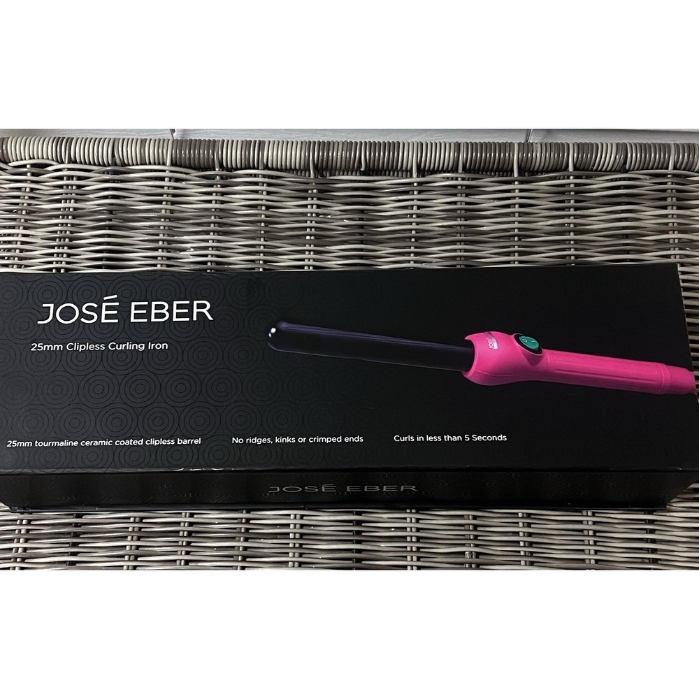 Jose Eber 25mm Clipless Tourmaline Ceramic Barrel Curling Iron Hot Pink TESTED